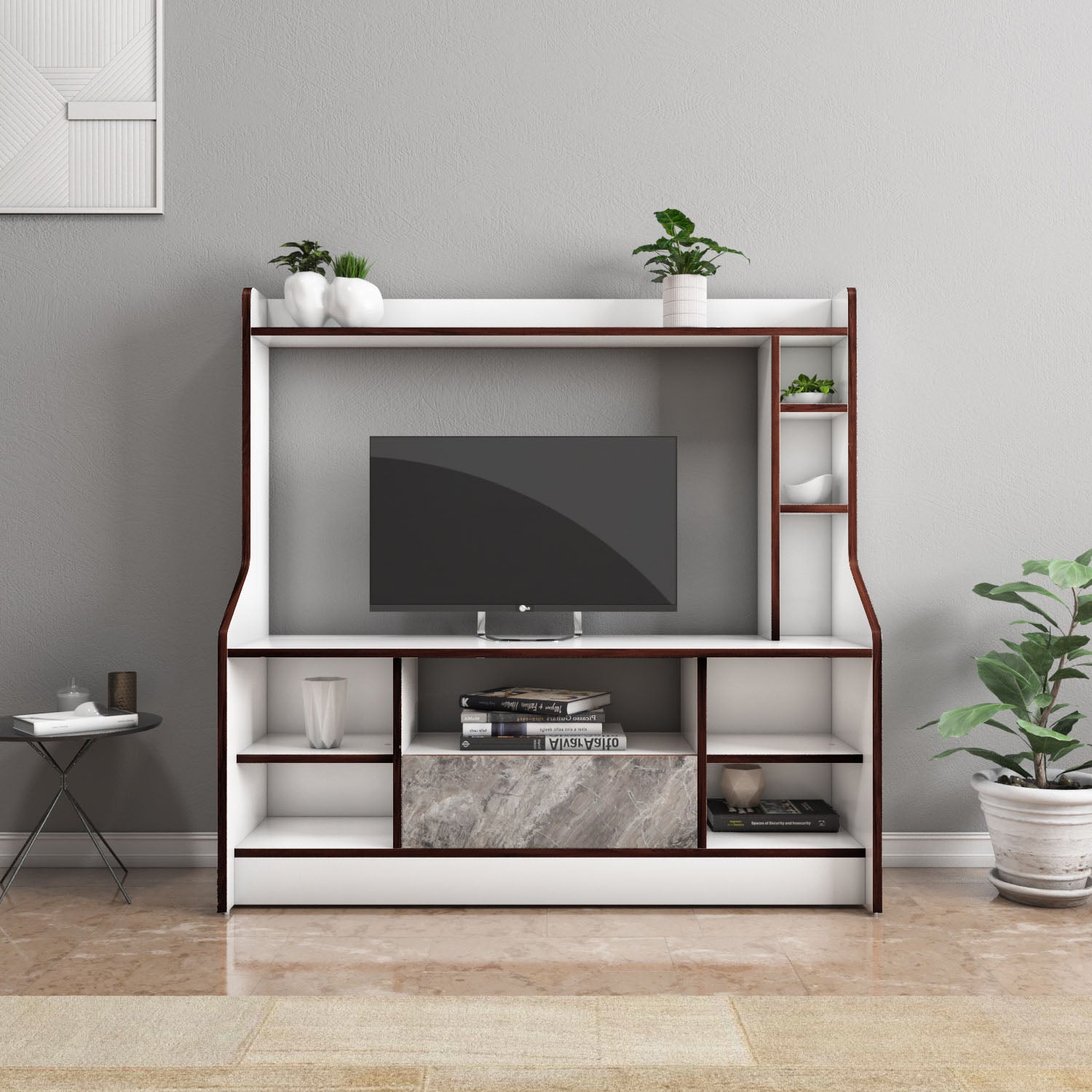 Petra TV Unit (White & Walnut) furniture reference