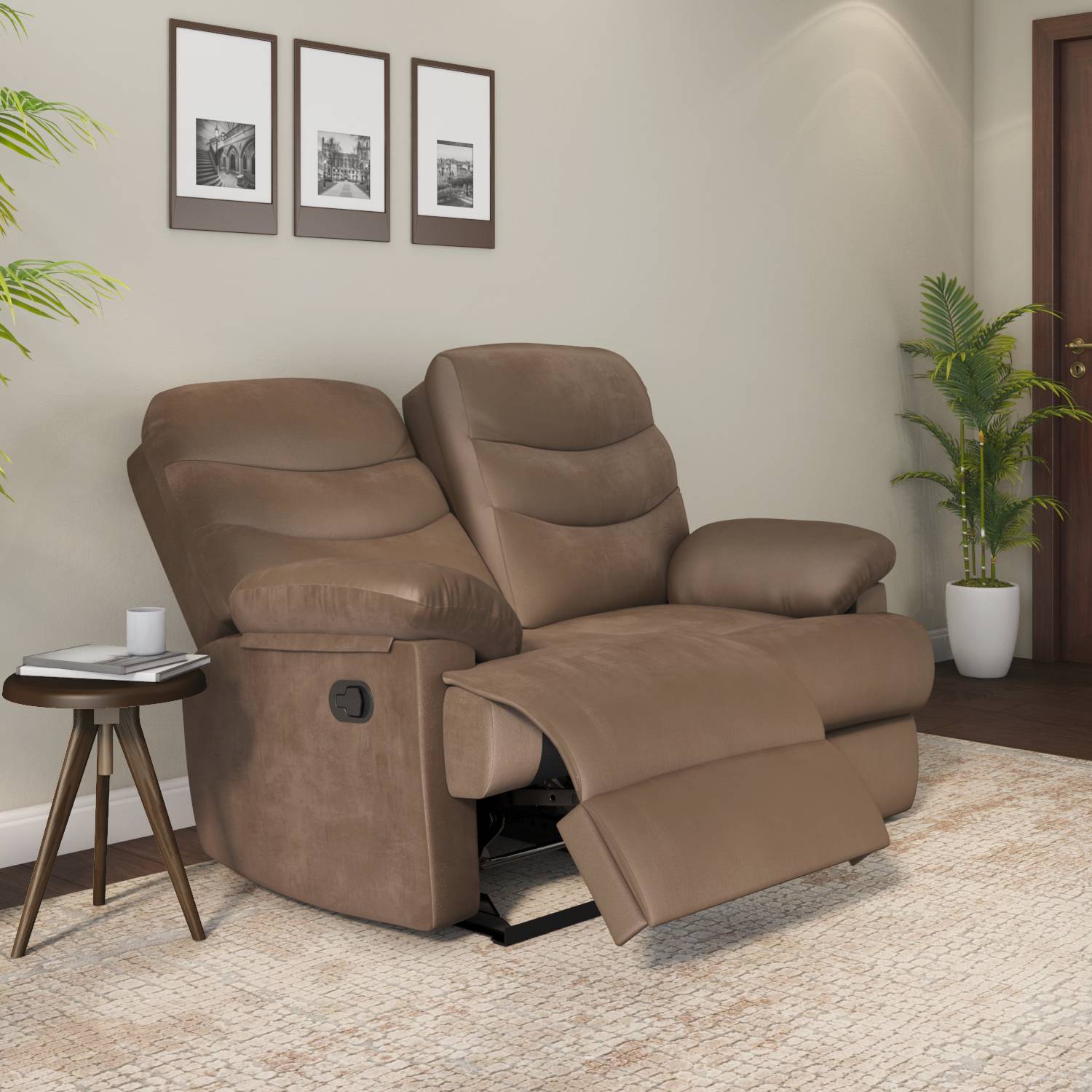 Skelton 2 Seater Manual Recliner (Velvet Brown) furniture reference