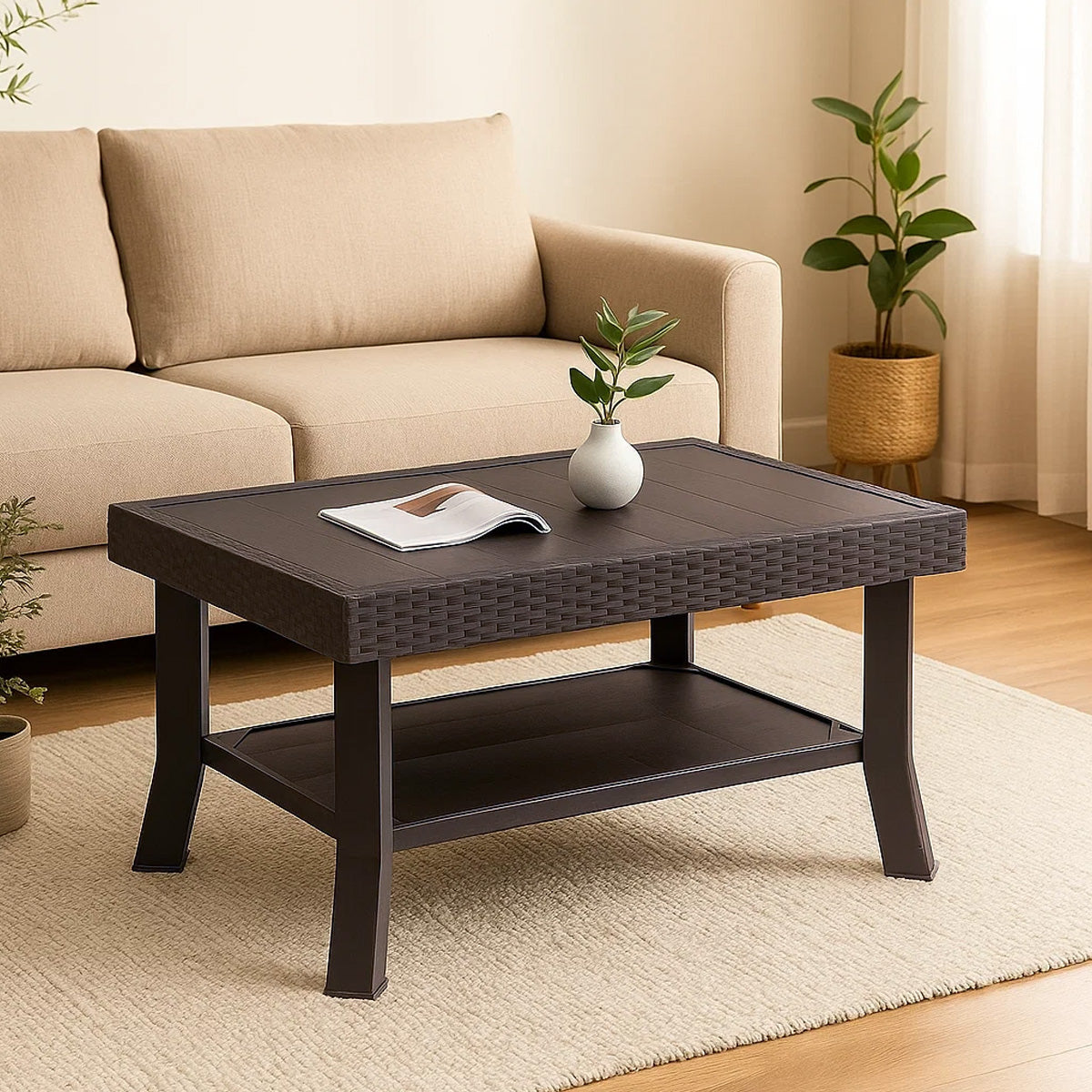 Center Table 1 Cane & Glass (Weather Brown) furniture reference