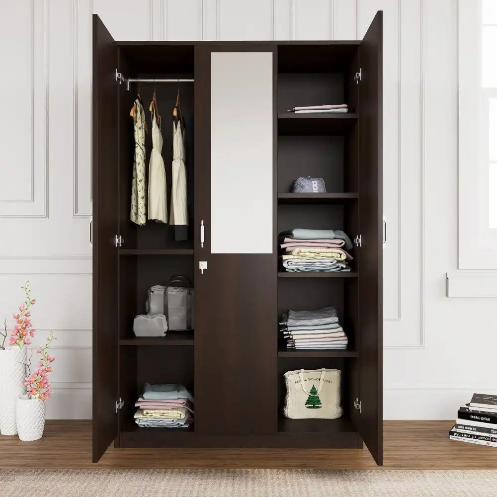 Willy 3 Door Wardrobe with Mirror (New Wenge) furniture reference