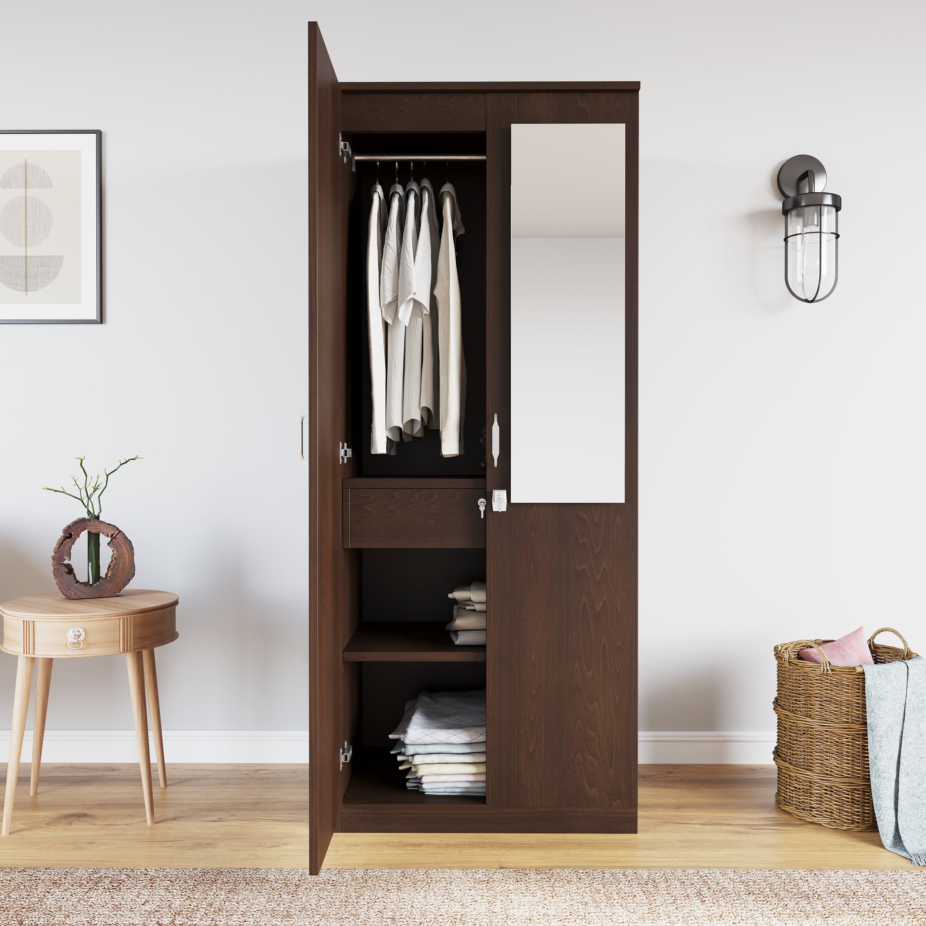 Riva 2 Door Wardrobe with Mirror (New Wenge) furniture reference