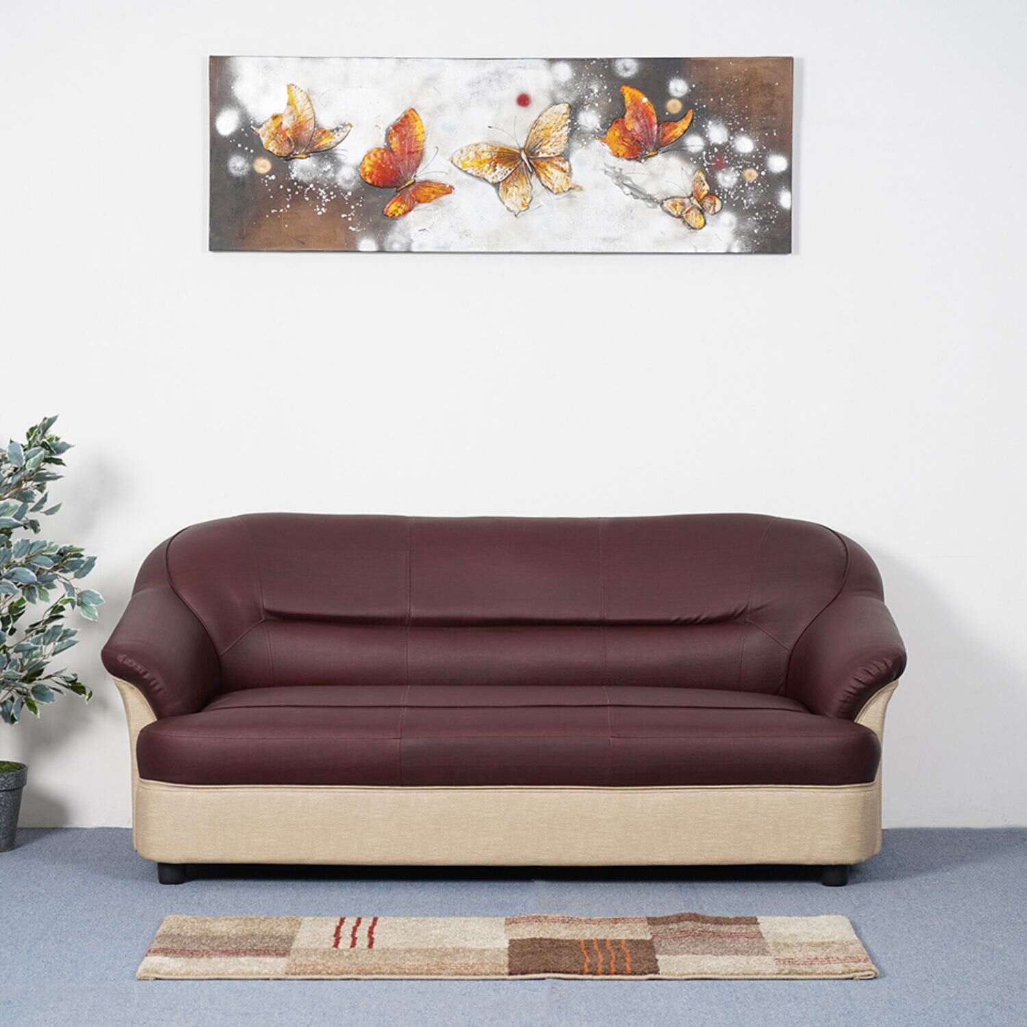 Bright 3 Seater Sofa (Maroon Beige) furniture reference