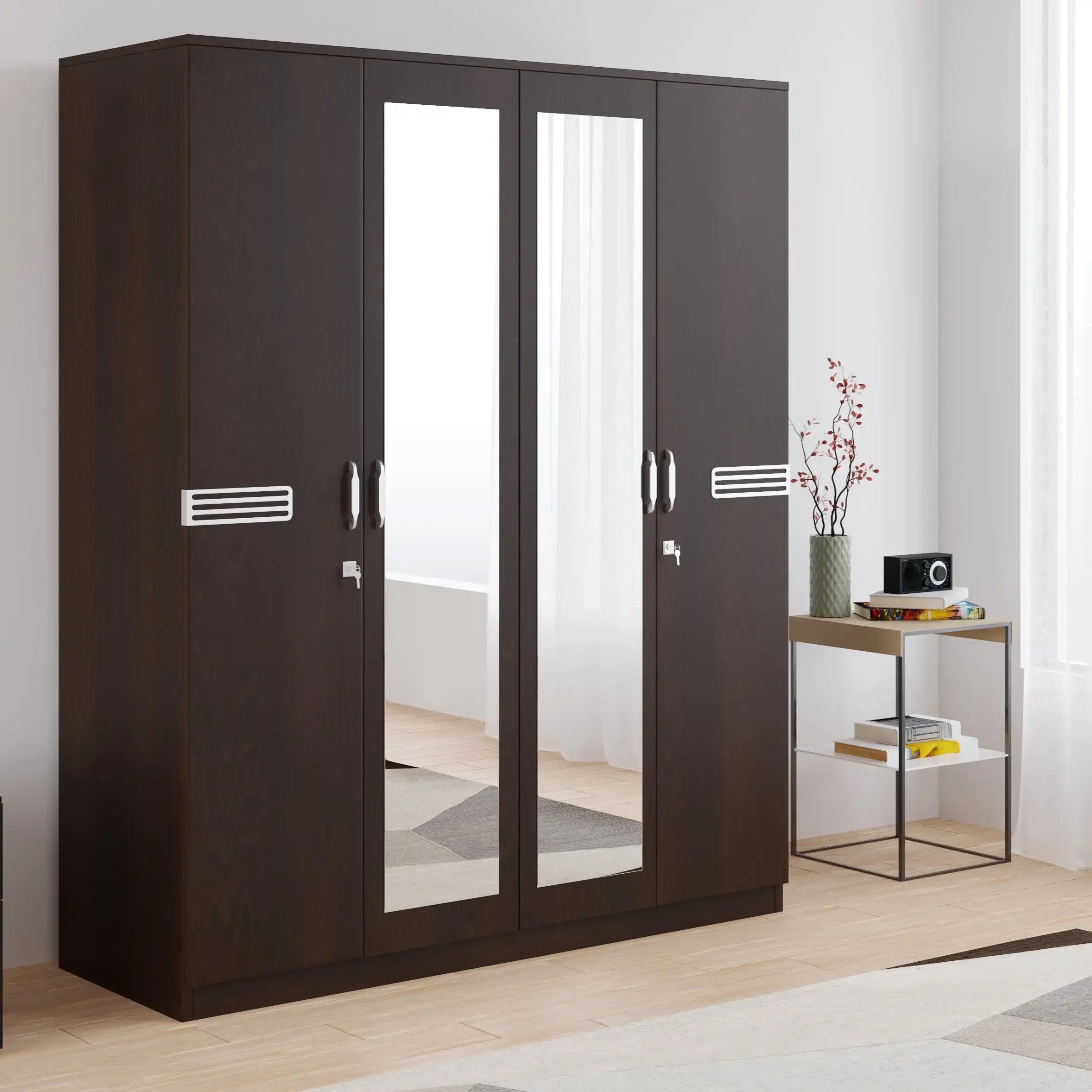 Riva 4 Door Wardrobe with Mirror (New Wenge) furniture reference