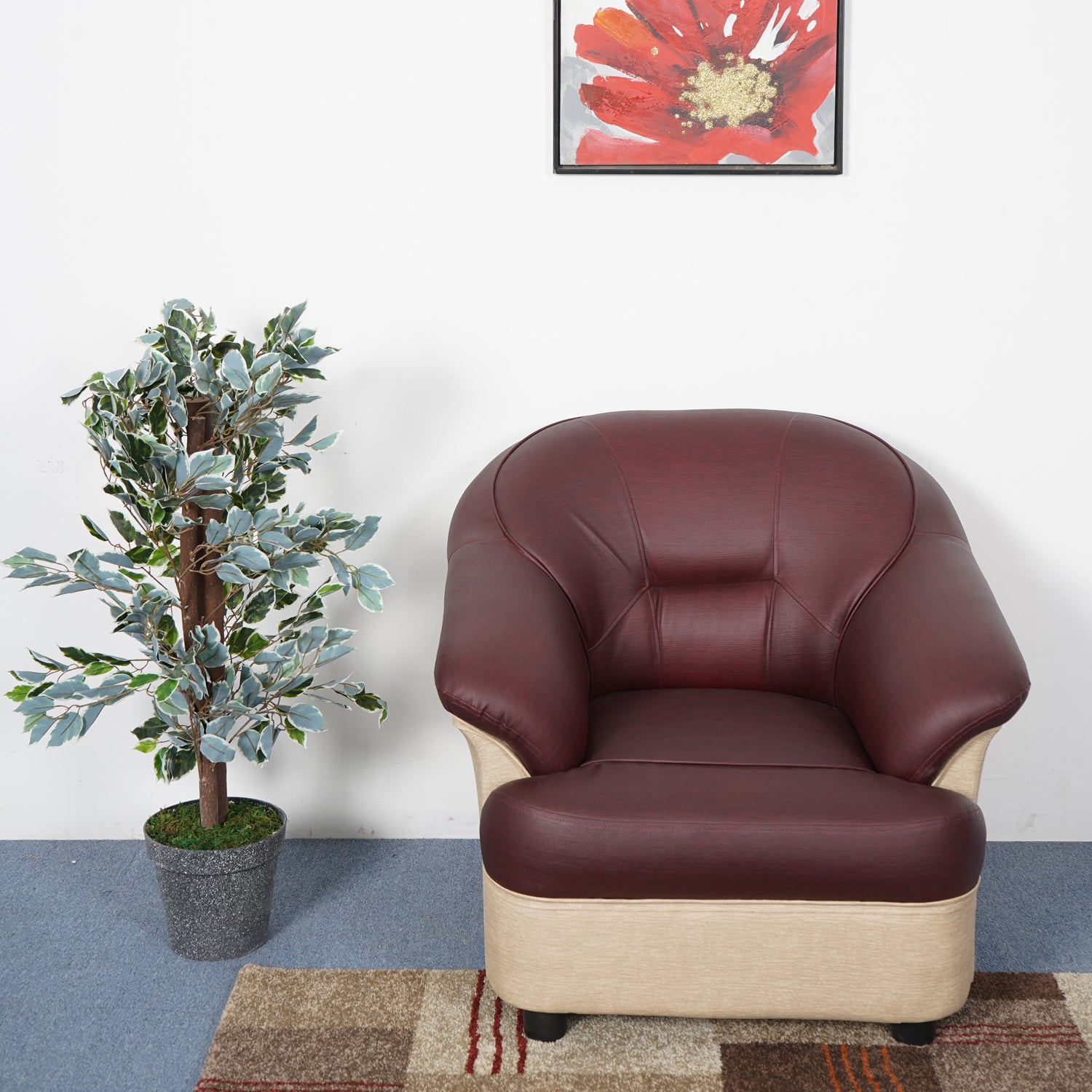 Bright 1 Seater Sofa (Maroon Beige) furniture reference