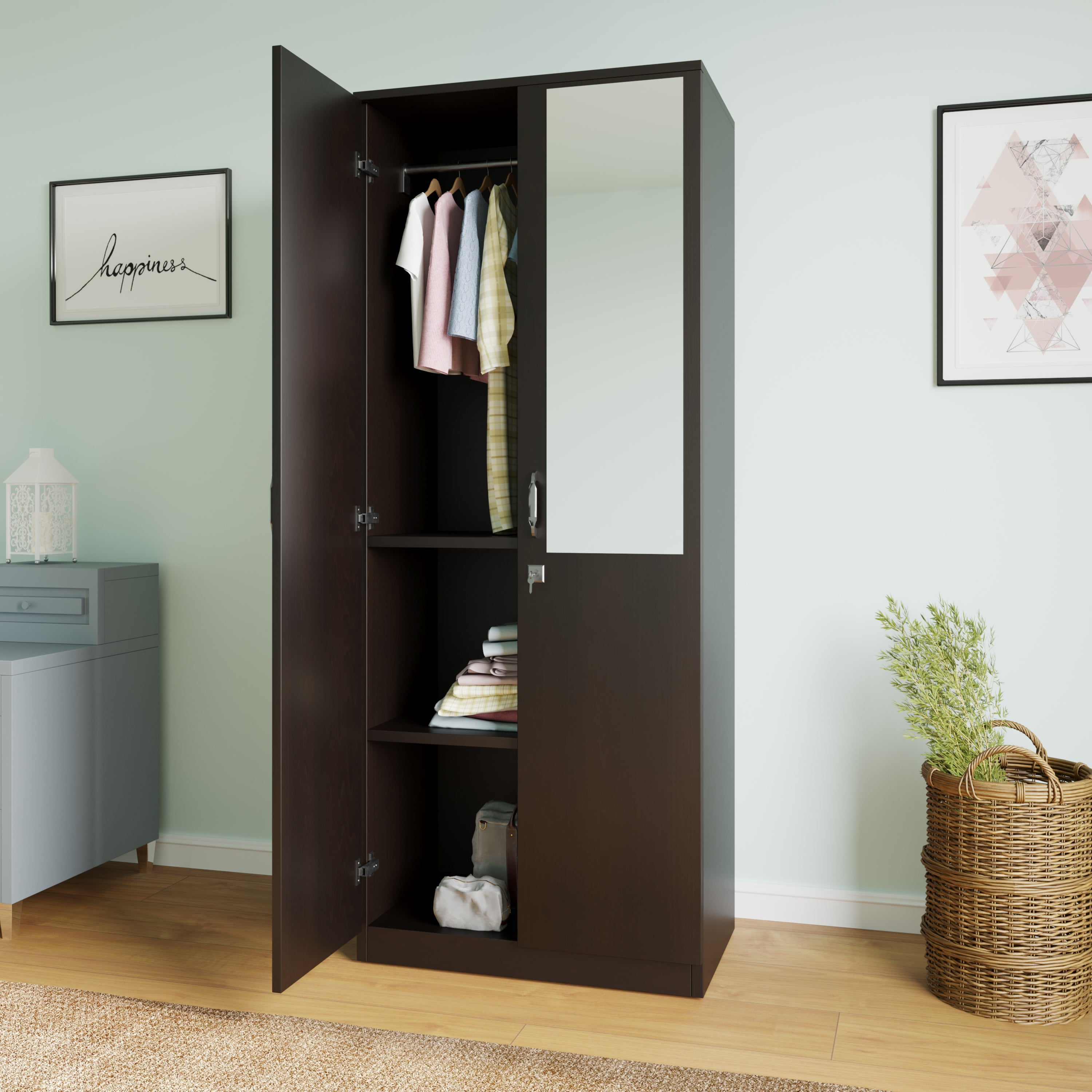 Willy 2 Door Mirror Wardrobe (New Wenge) furniture reference