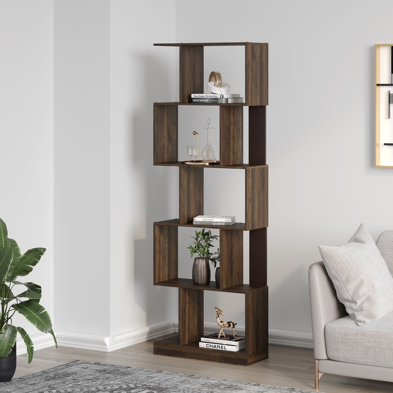 Checkers 5 Tier Book Shelf (Walnut) furniture reference
