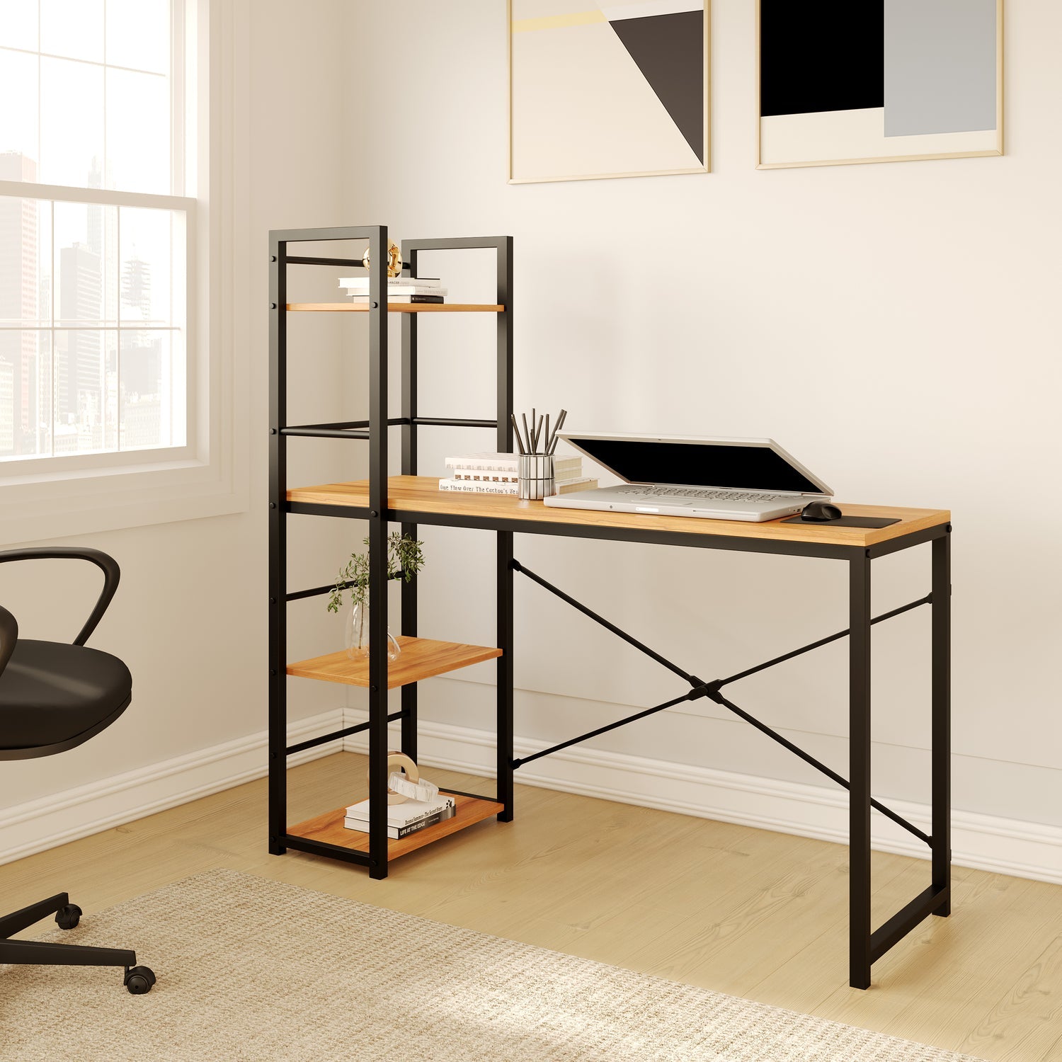 Dalton Desk with Bookshelf (Teak) furniture reference