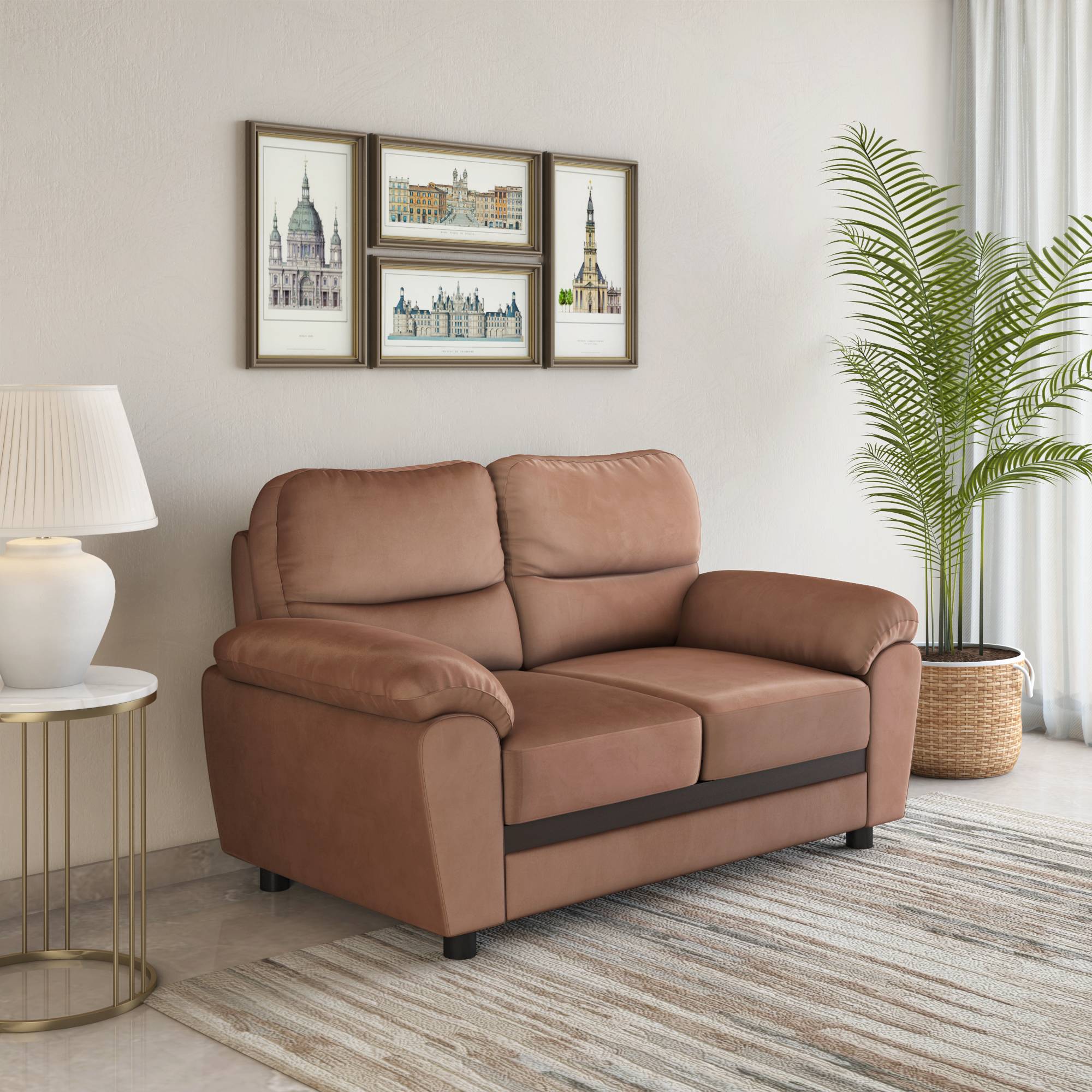 Rebecca Fabric 2 Seater Sofa (Brown) furniture reference