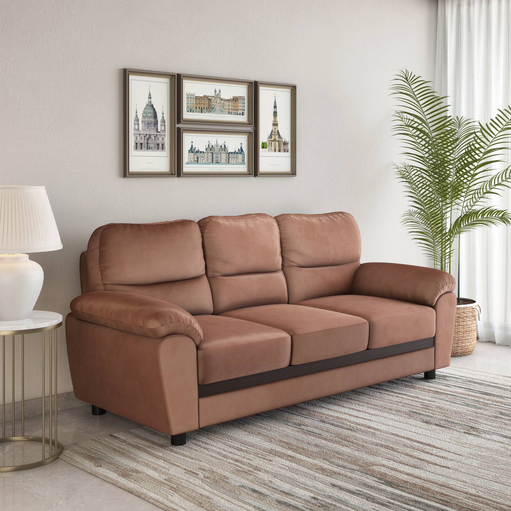 Rebecca Fabric 3 Seater Sofa (Brown) furniture reference
