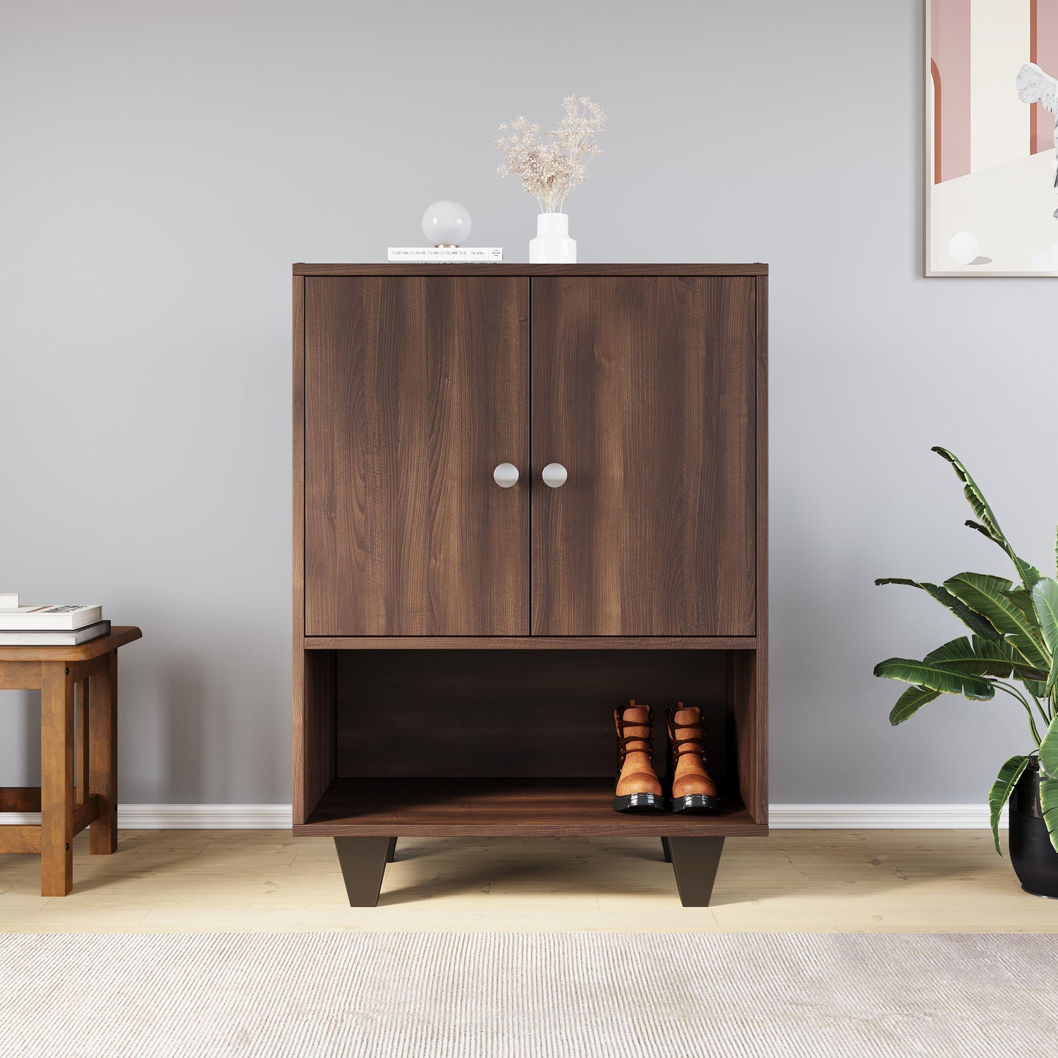 Astero Engineered Wood Shoe Cabinet (Walnut) furniture reference