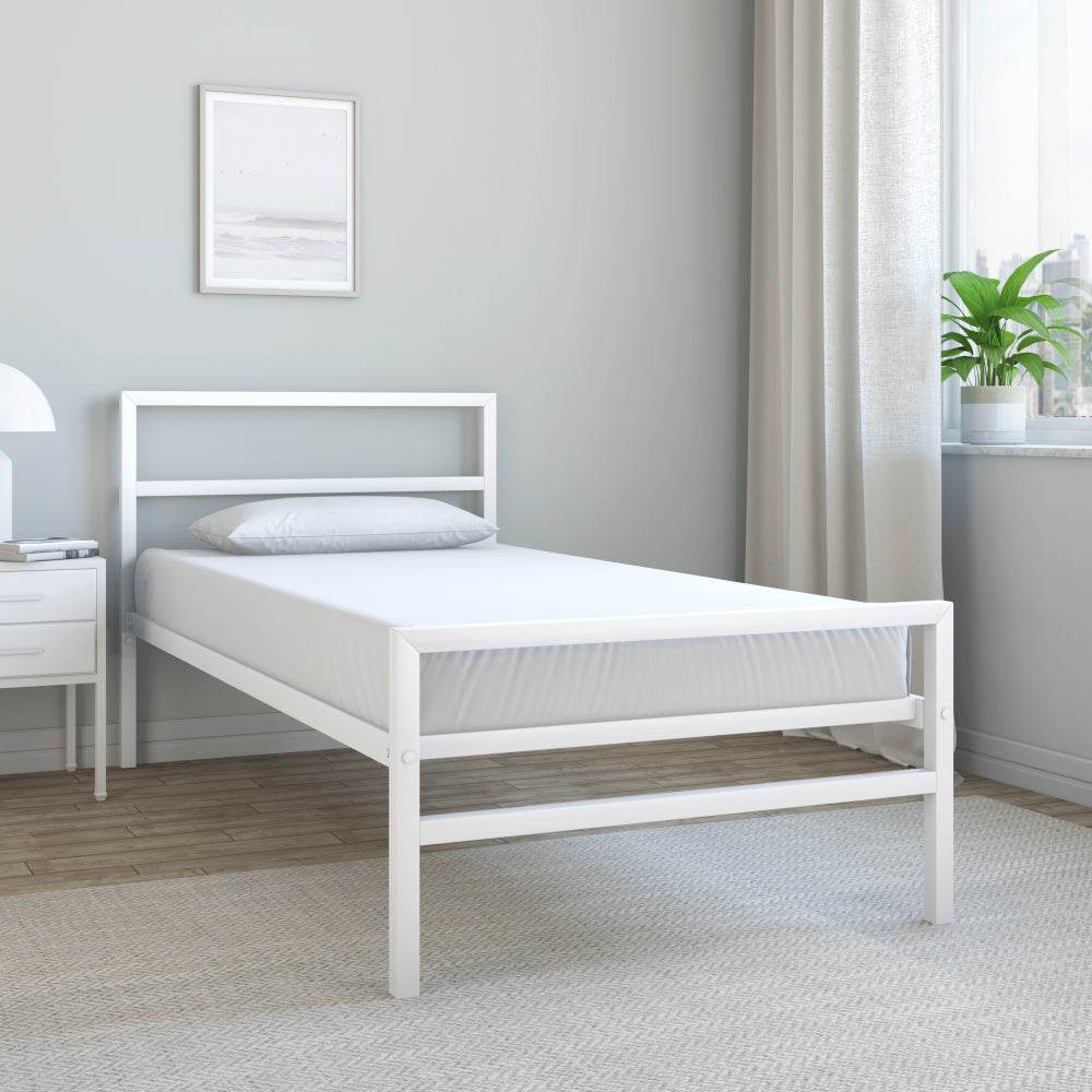 Striker Metal Single Bed (White) furniture reference