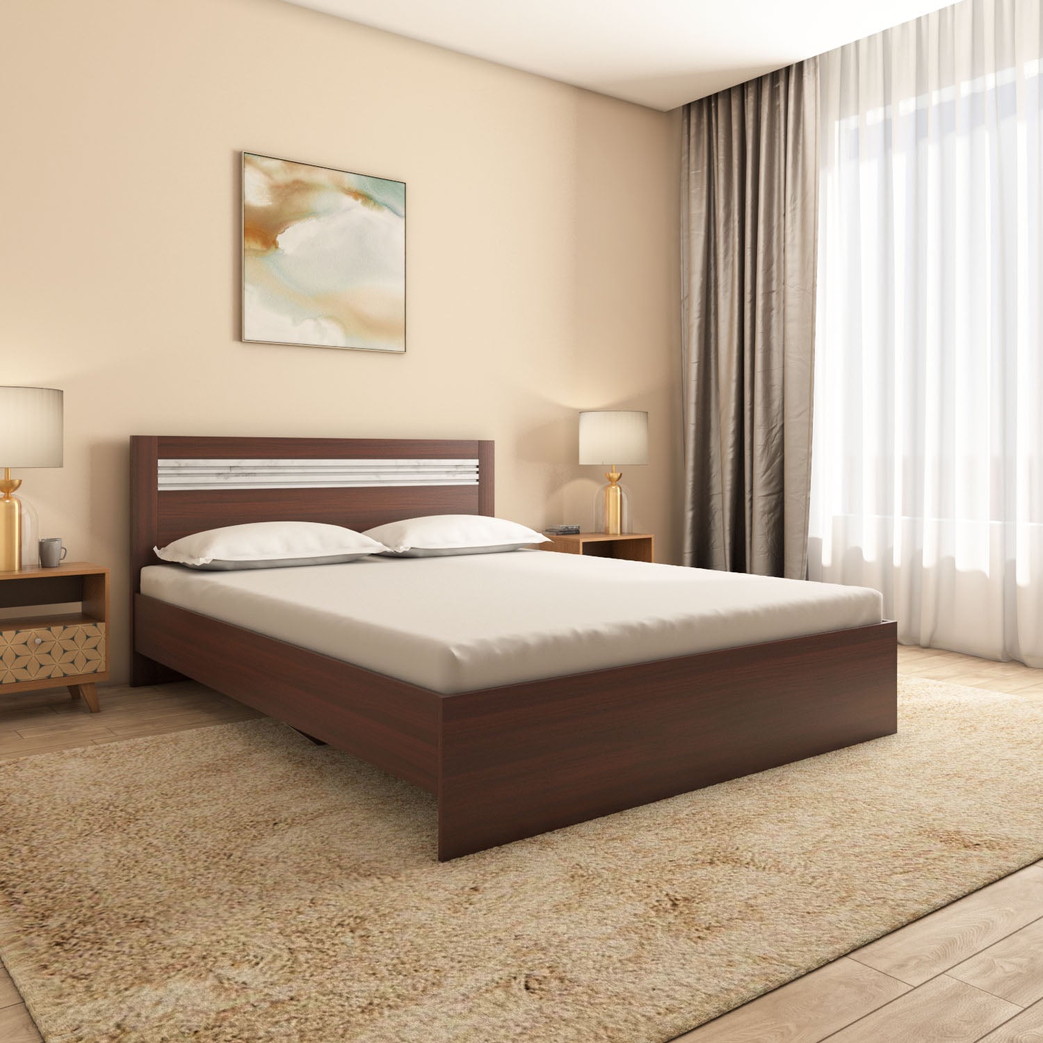 Akin Queen Bed without Storage (Walnut) furniture reference