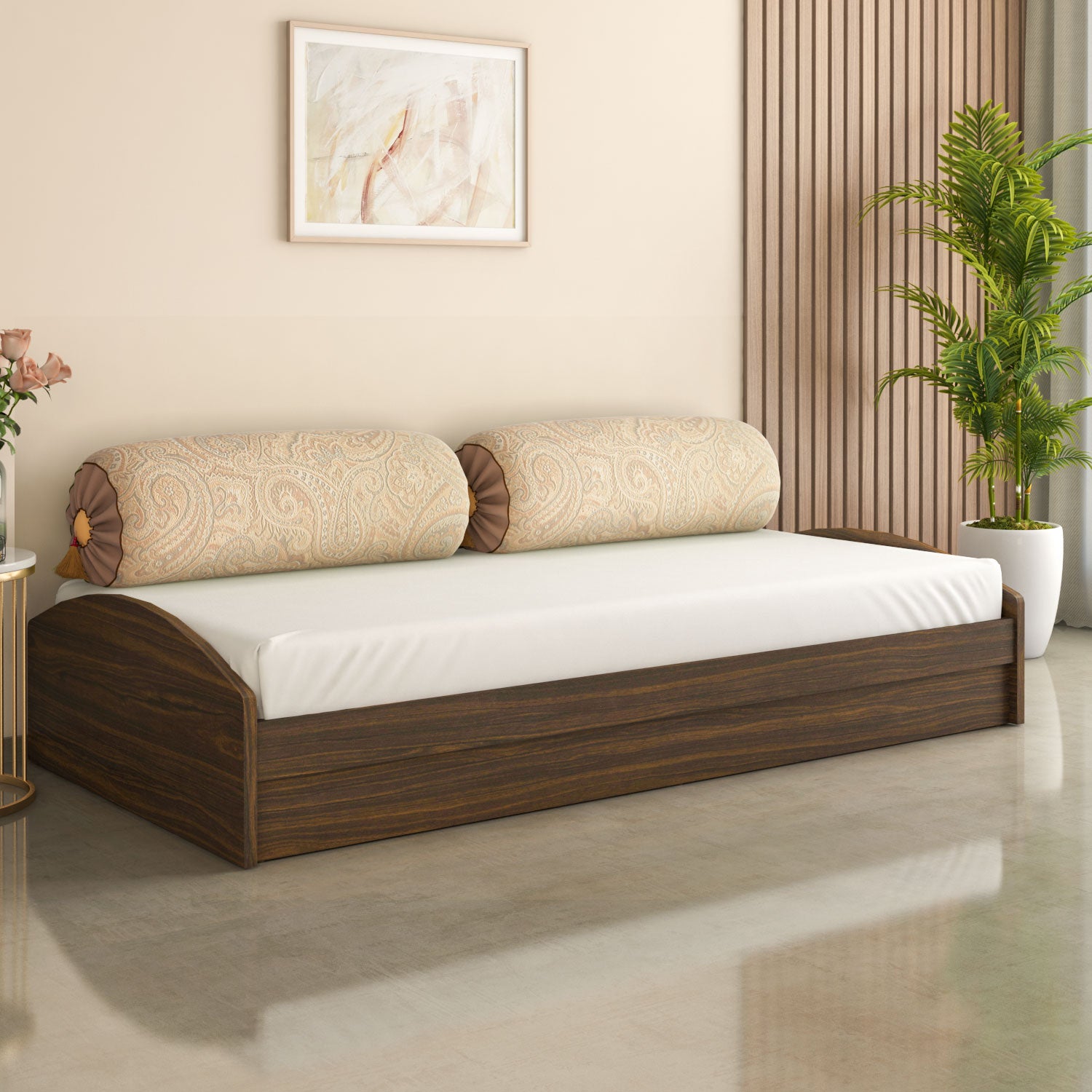 Addison Single Bed With Box Storage (Classic Walnut) furniture reference