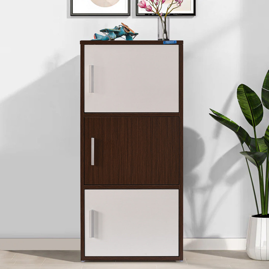 Sear 3 Tier Storage Cabinet (Oak/Frosty White) furniture reference