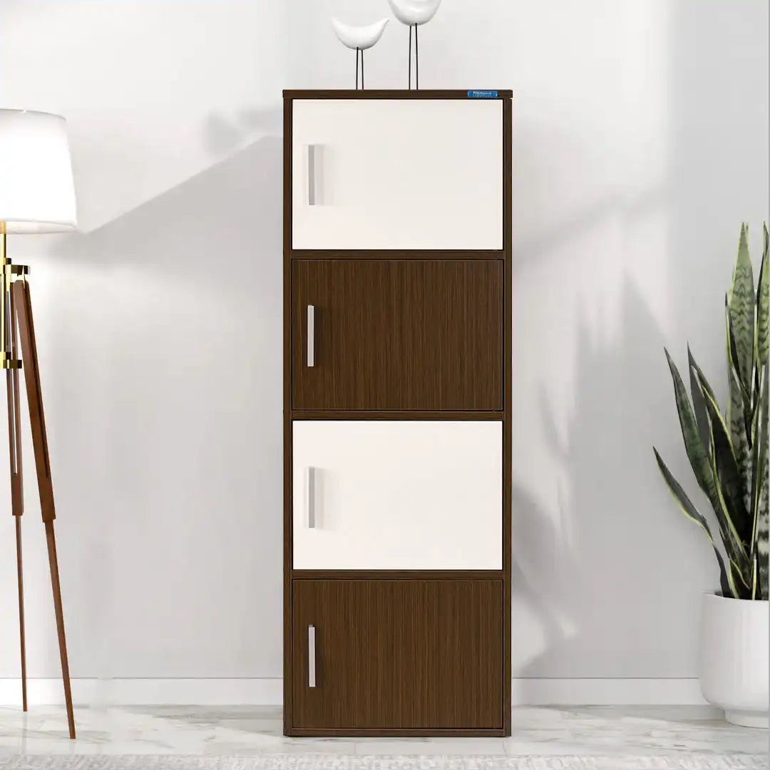 Sear 4 Tier Storage Cabinet (Oak/Frosty White) furniture reference